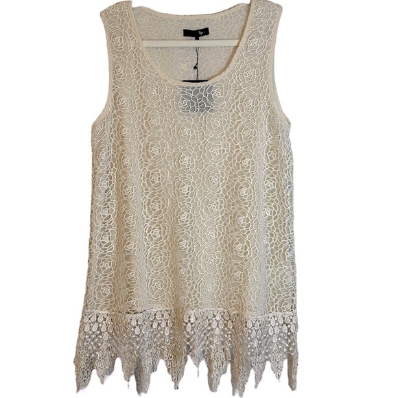 Anthropologie Ryu Cream Lace and Crochet Overlay Tunic NWT Large RT5758-S14 - Picture 2 of 13